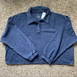 NWT Aerie Fleece of Mind Cropped Polo Sweatshirt